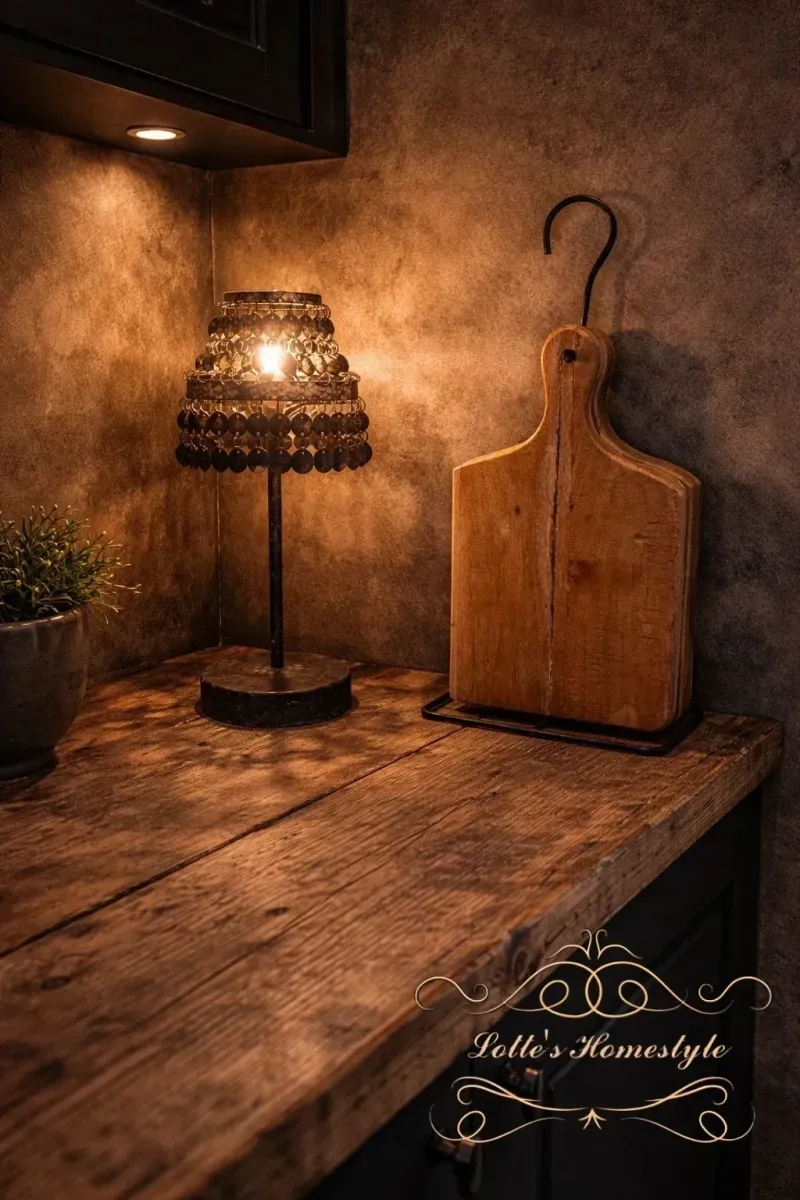 Set van 4 Houten Onderzetters met Metalen Houder – Landelijk