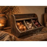 Houten gruttersbak zwart/bruin – 3 vakken