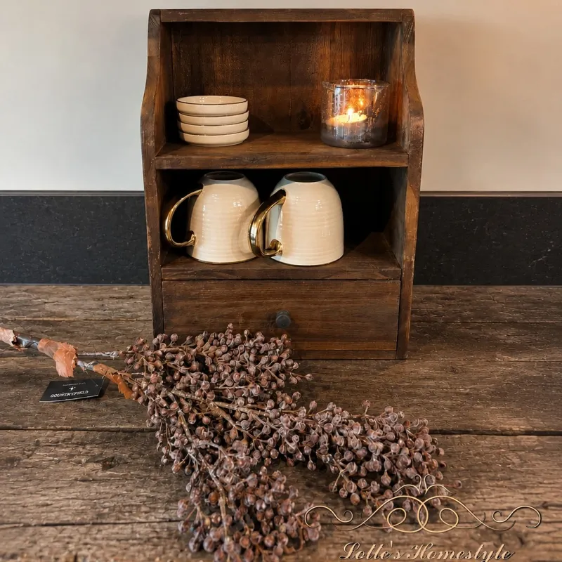 Landelijke houten gruttersbak met lade