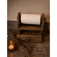 Landelijke houten keukenrolhouder met lade