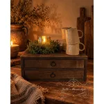 Houten opbergbox met 2 lades zwart/vergrijsd – 35 × 35 × 15 cm