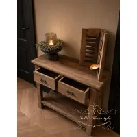 Landelijke houten sidetable met 2 lades