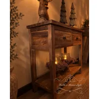 Teakhouten sidetable met 2 lades