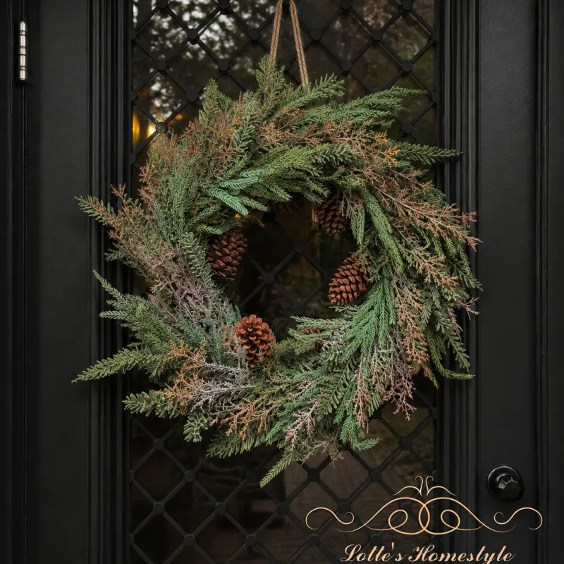 Groene kerstkrans met dennenappels – circa Ø 60 cm