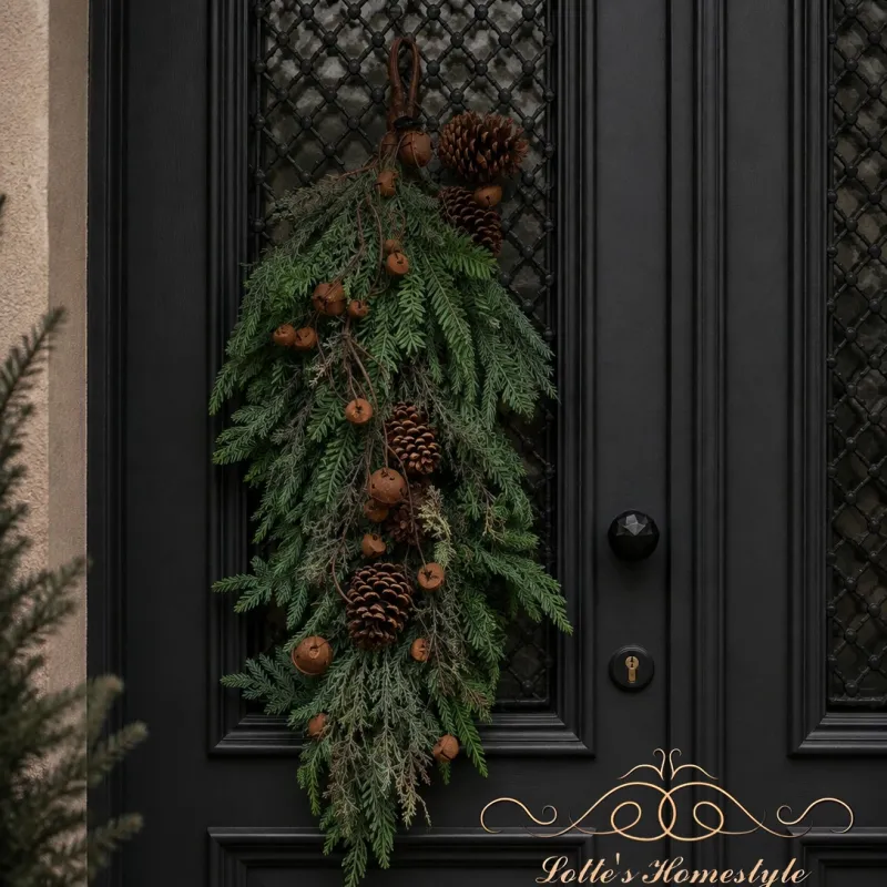 Landelijke kersttoef groen met dennenappels