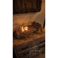 Complete decoratieset in houten trog met herfsttak