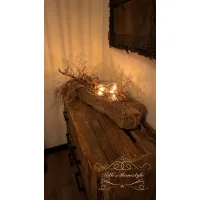 Complete decoratieset in houten trog