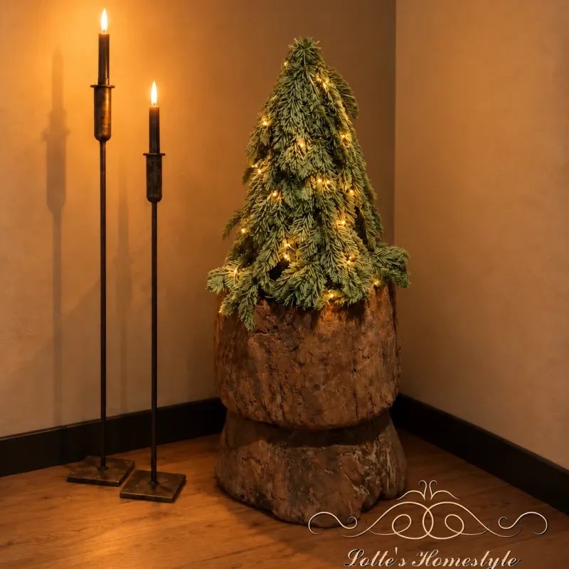 Houten vijzel met kunst Nobilis boom – complete set