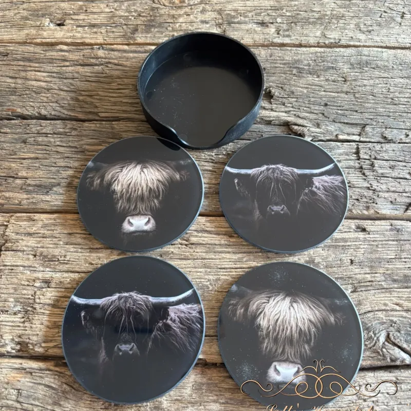 Glazen onderzetters Hooglander – set van 4