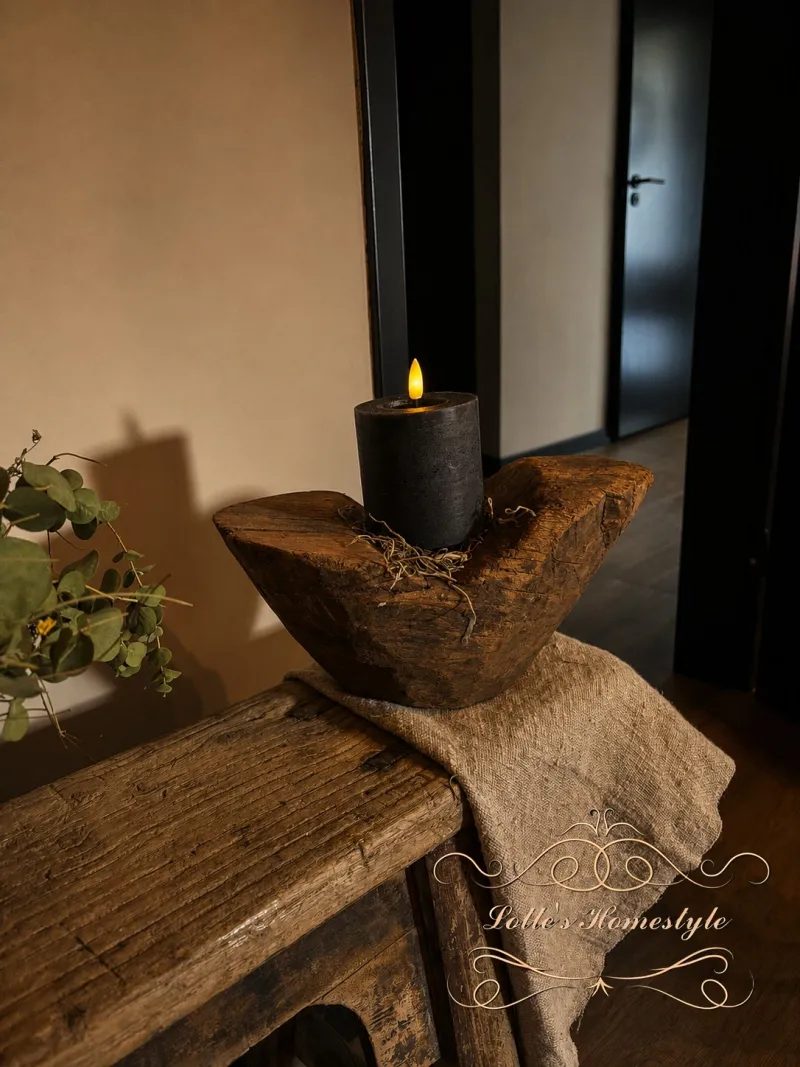 Unieke houten kaarsenhouder 9