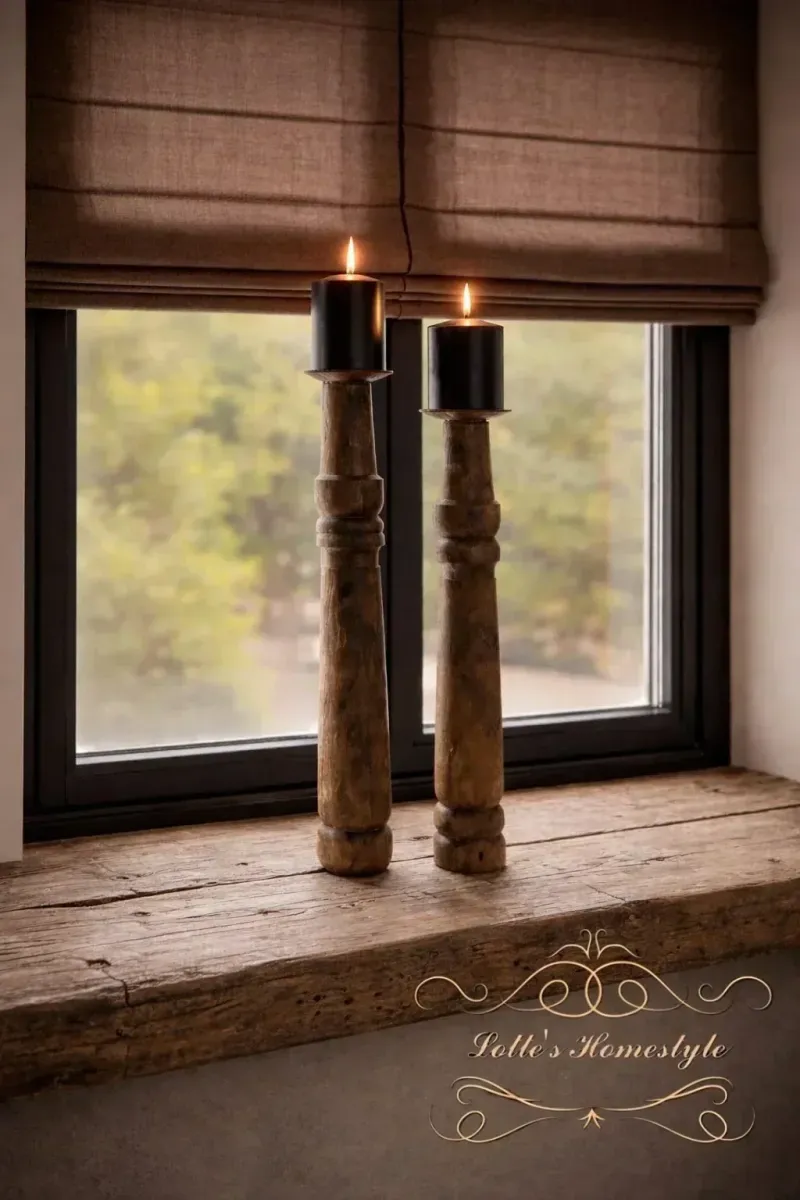 Set Houten Kandelaars Landelijk