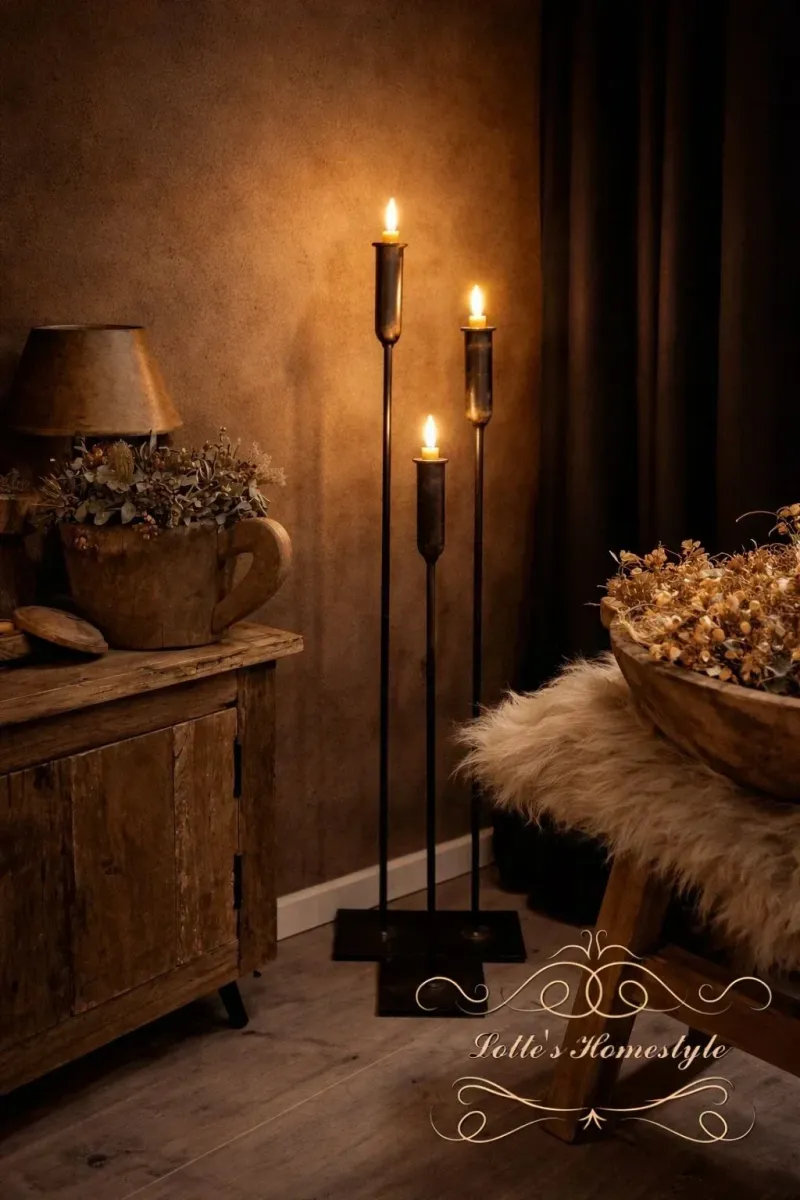 Landelijke Vloerkandelaars Set 80, 70 & 60 cm