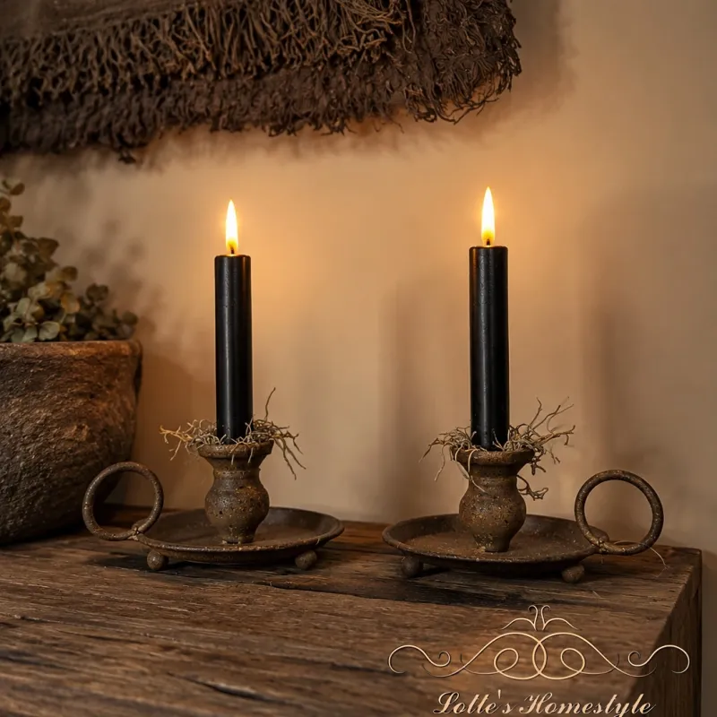 Metalen kandelaar met schaaltje en handvat – 5 cm hoog × Ø 13 cm