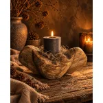 Unieke houten kaarsenhouder 8