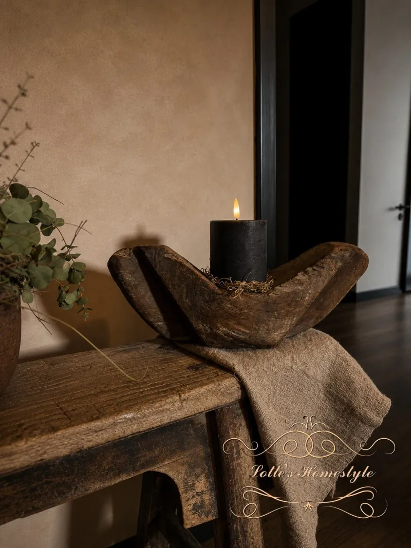 Unieke oude houten kaarsenhouder 5