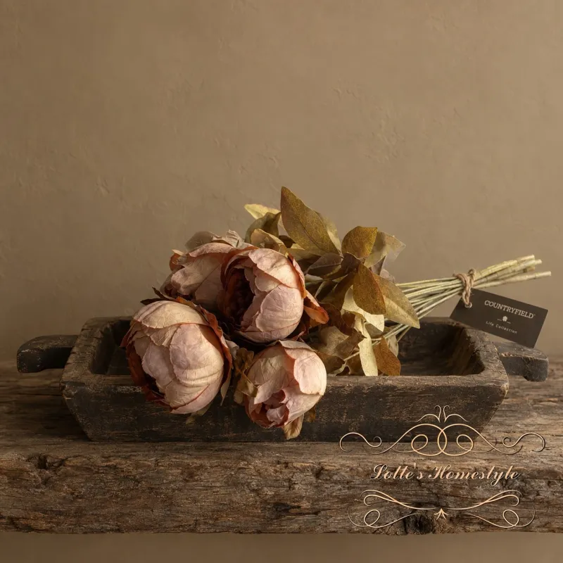 Countryfield kunst pioenrozen bundel oudroze – 7 bloemen – 43 cm