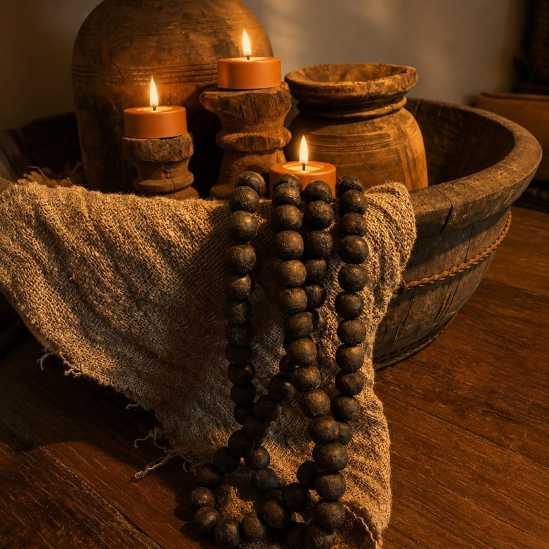 Houten kralenketting met dikke kralen