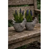 Set van 2 Bloempotten Kip – Landelijk met Lavendel of Blauwe Druif