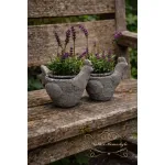 Set van 2 Bloempotten Kip – Landelijk met Lavendel of Blauwe Druif