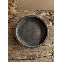 Houten plateau op voet zwart/bruin