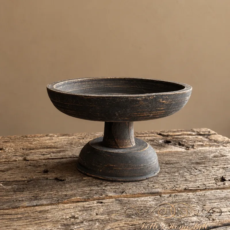 Houten plateau op voet zwart/bruin