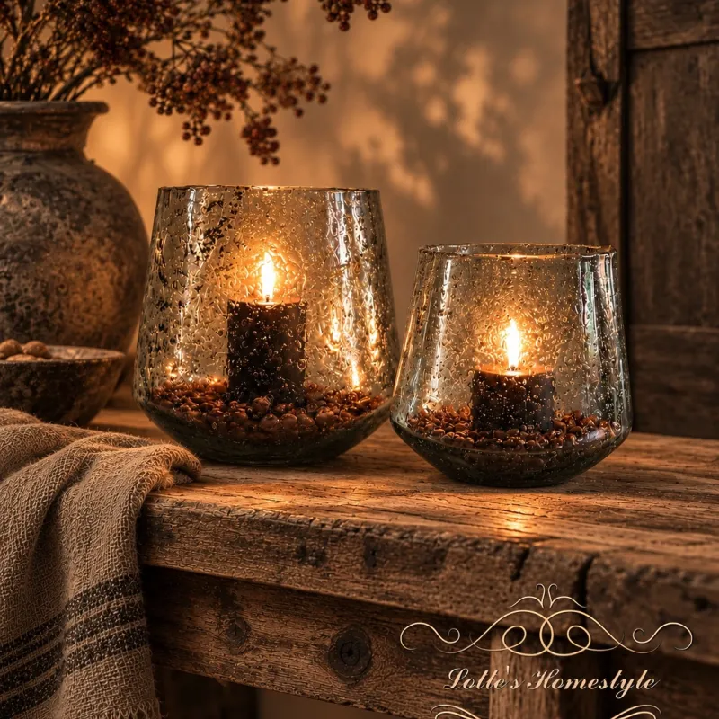 Transparant bubbelglas windlicht